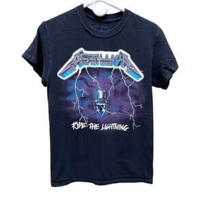Metallica Graphic T-Shirt Ride the Lightning Rock & Roll Unisex Size S